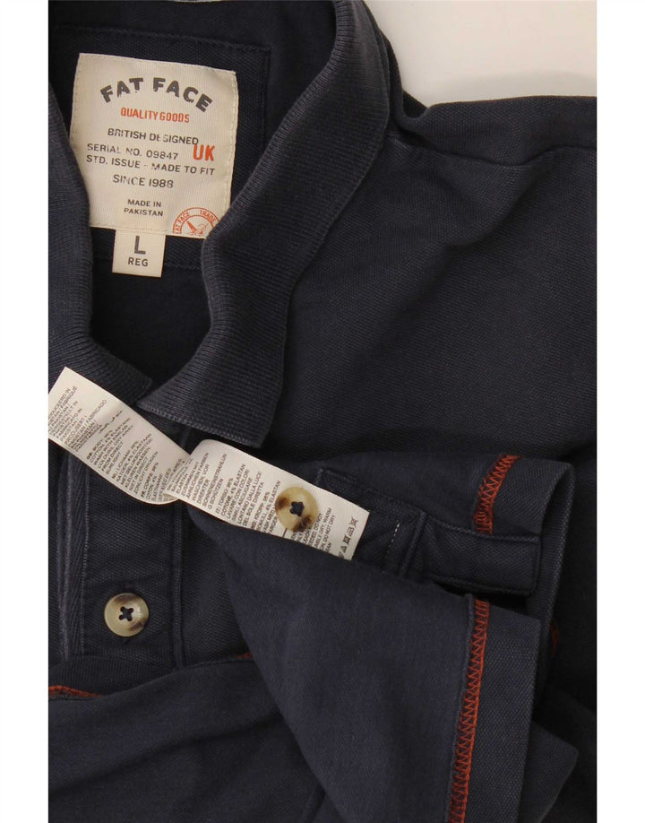 Camisa polo masculina Fat Face grande algodão azul marinho