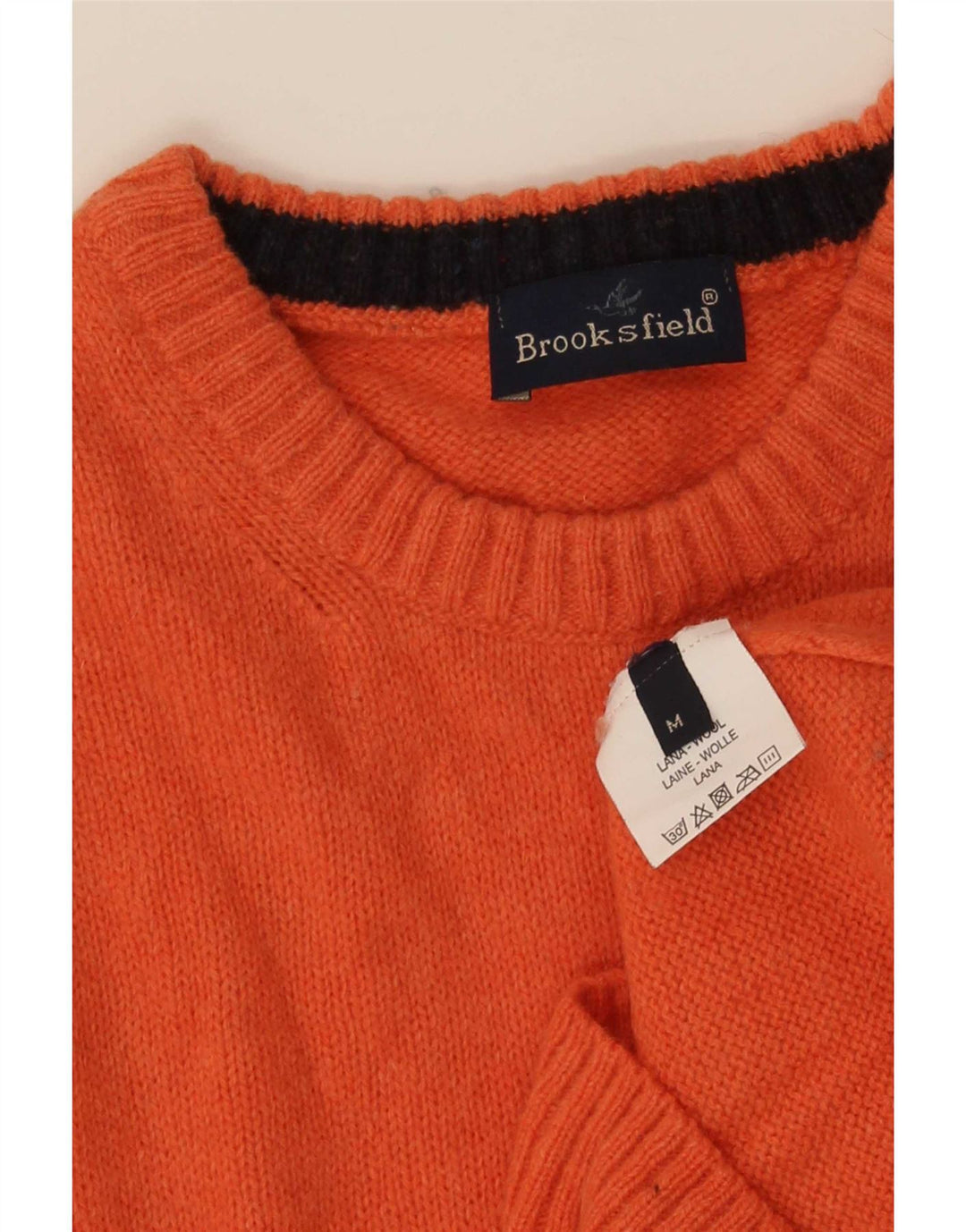 Suéter masculino Brooksfield com gola redonda e lã laranja médio