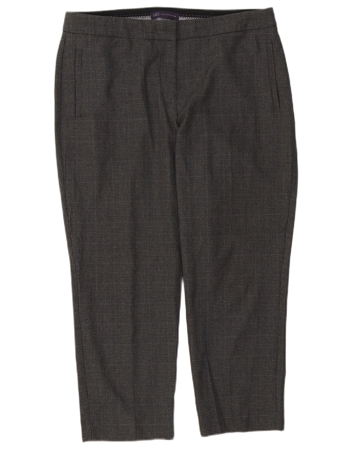 Calças cortadas femininas Marks & Spencer UK 14 grandes W34 L25 xadrez cinza