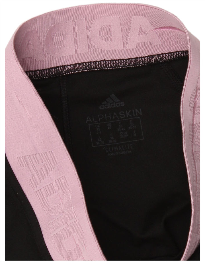 Leggings Adidas Femininas UK 4/6 XS Preto Colorblock