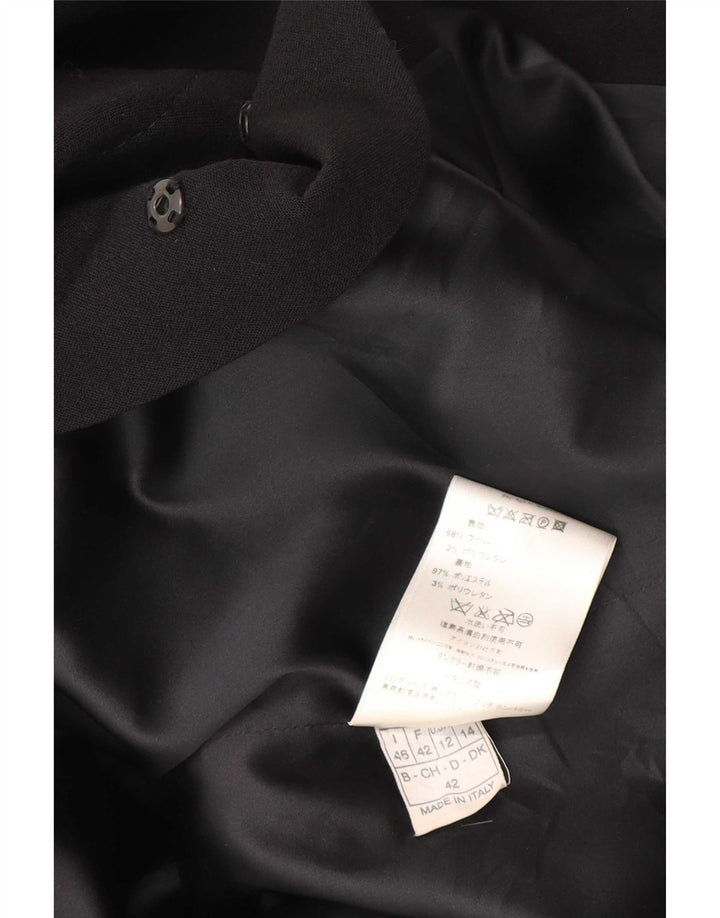 Jaqueta blazer Longline feminina Emilio Pucci Reino Unido 14 lã virgem preta média