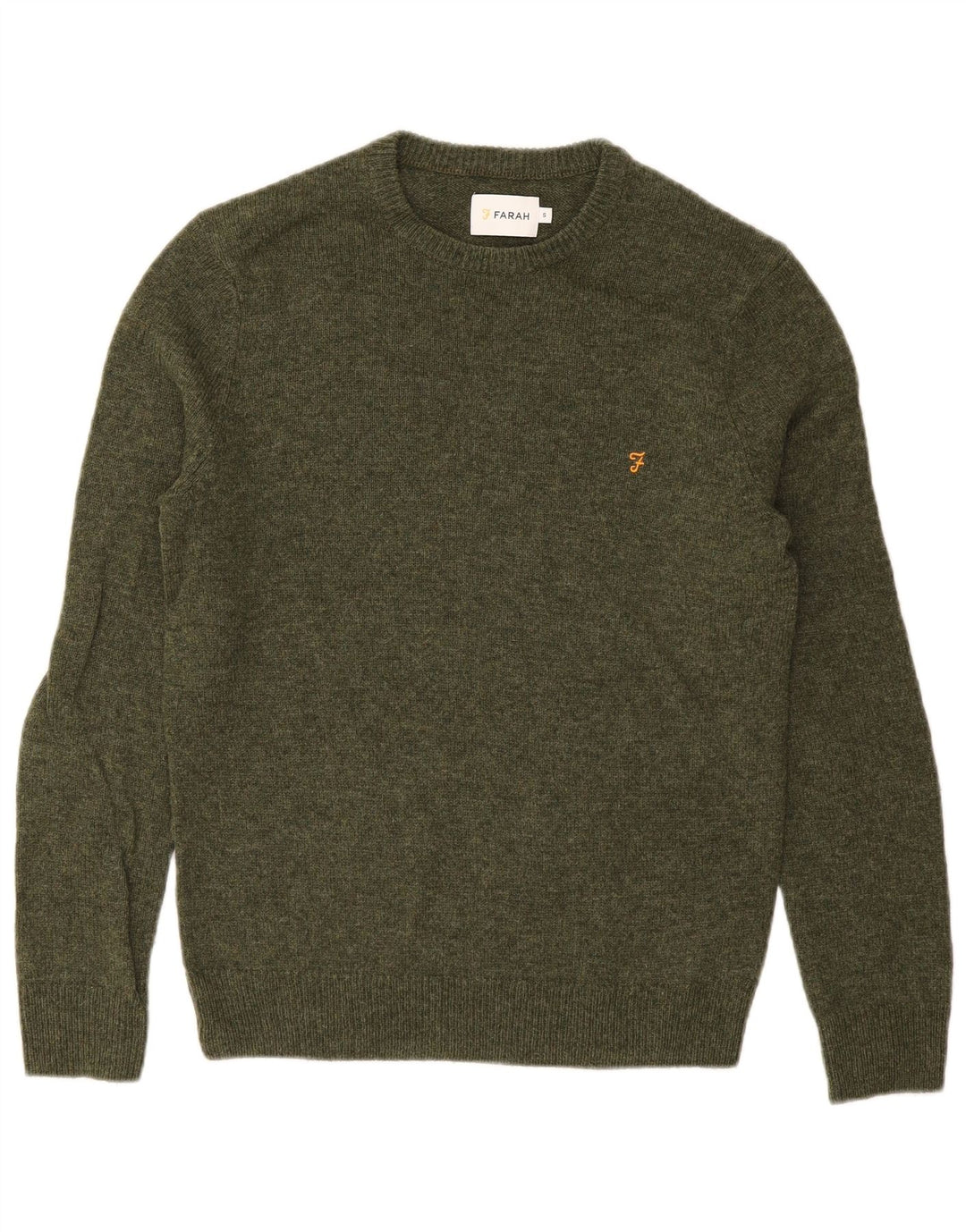Suéter masculino FARAH com gola redonda e lã de cordeiro verde pequena