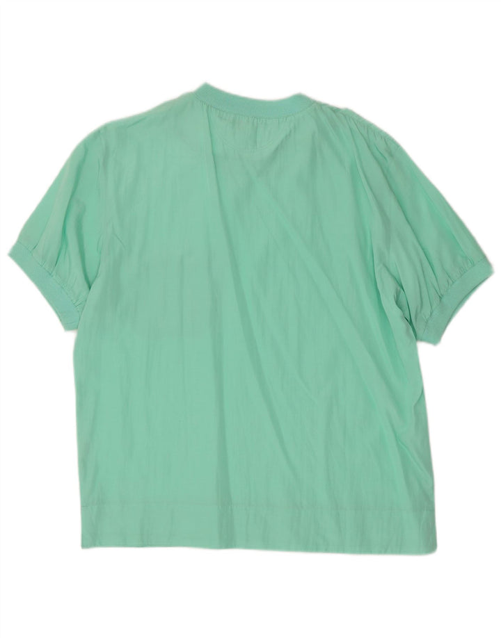 Camiseta masculina VINTAGE Top médio seda turquesa