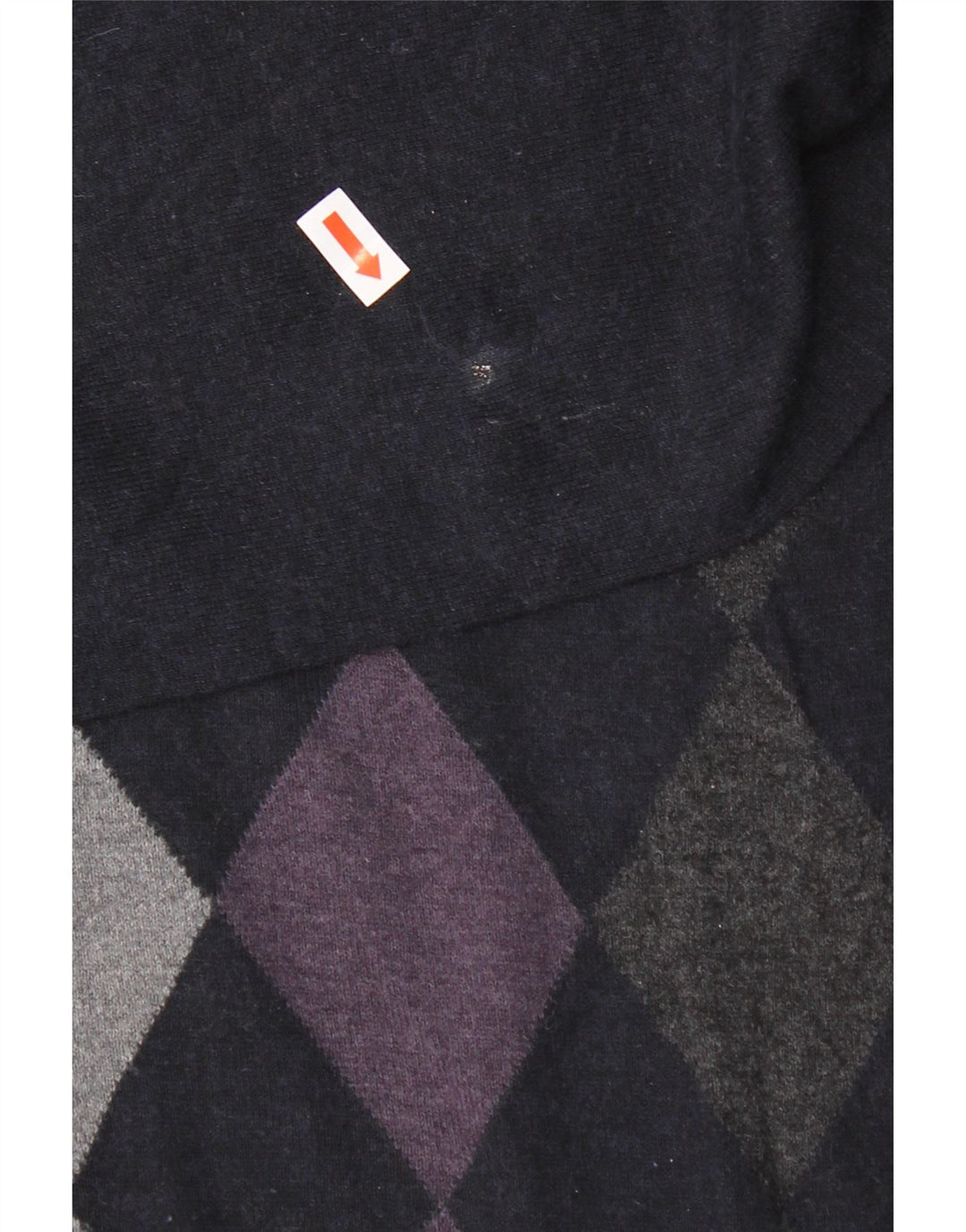 MASSIMO DUTTI Mens V-Neck Jumper Sweater Medium Navy Blue Argyle/Diamond Vintage Massimo Dutti and Second-Hand Massimo Dutti from Messina Hembry 