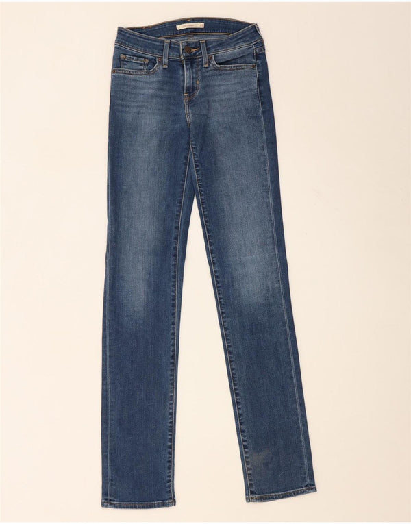 Calça jeans feminina Levi's 714 Straight W25 L34 azul algodão