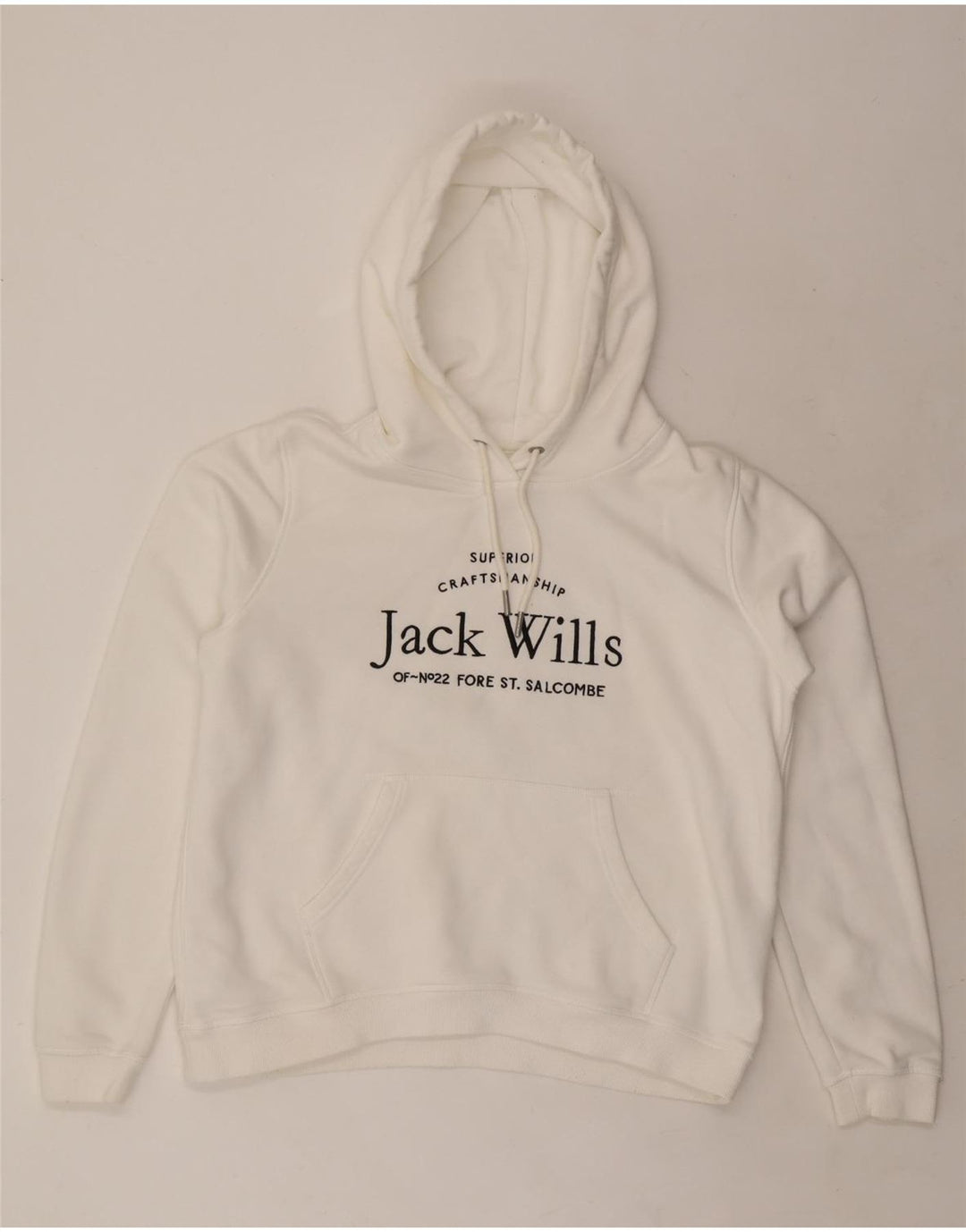 Suéter feminino JACK WILLS com capuz gráfico grande tamanho Reino Unido 16 grande algodão branco
