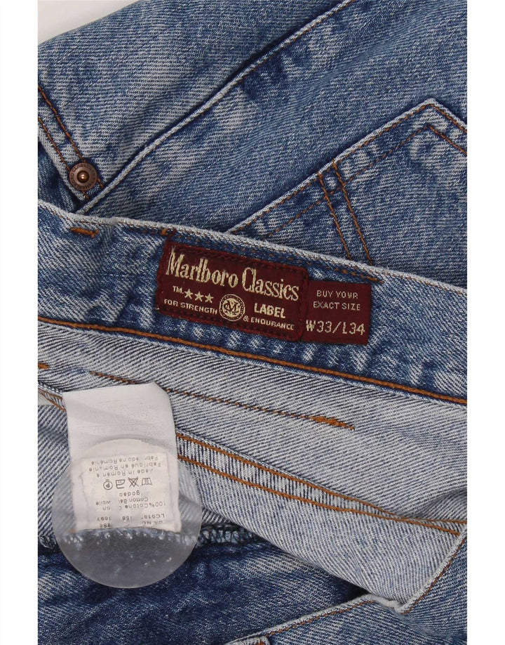 Marlboro Classics Mens Straight Jeans W33 L28 Azul Algodão