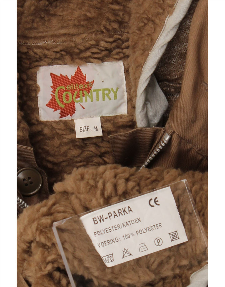 Jaqueta masculina Sherpa Parka com capuz country Reino Unido 38 poliéster bege médio