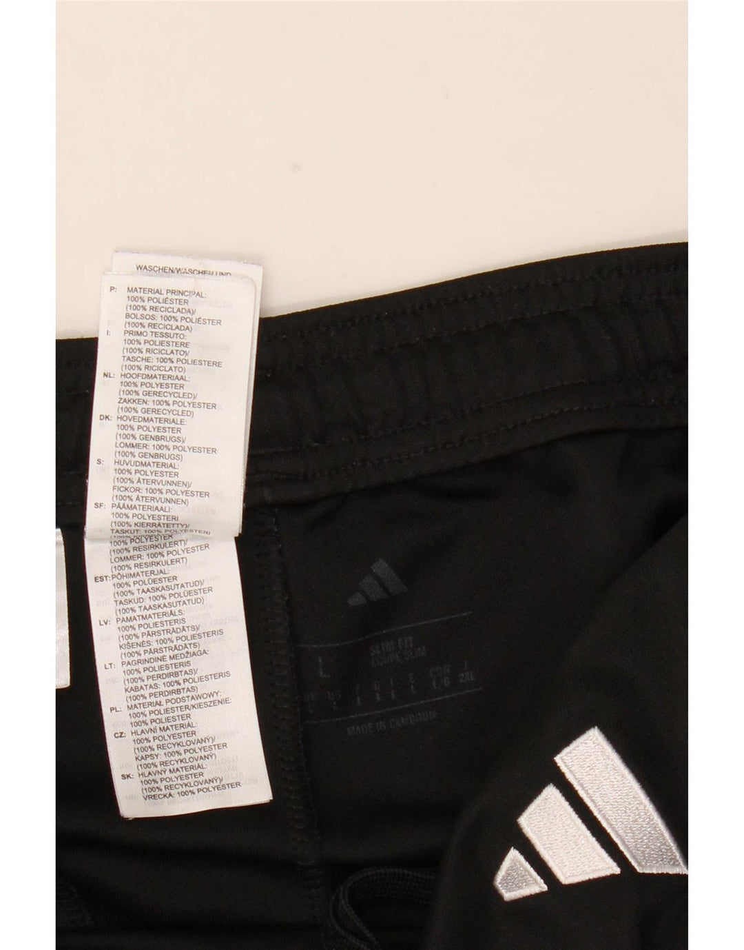 Adidas Mens Slim Fit Calças de Treino Grande Poliéster Preto