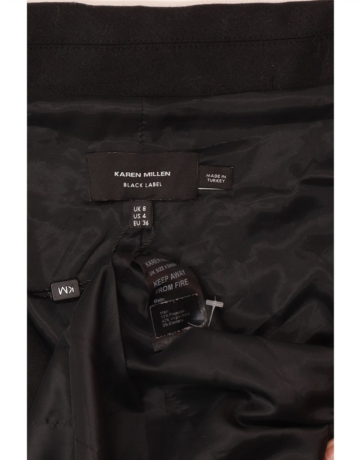 Casaco feminino Karen Millen com peito duplo Reino Unido 8 poliéster preto pequeno