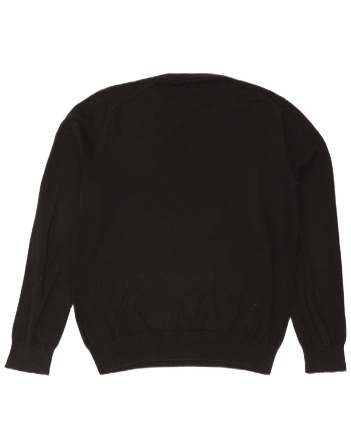 Suéter masculino Marks & Spencer com gola redonda, grande algodão preto