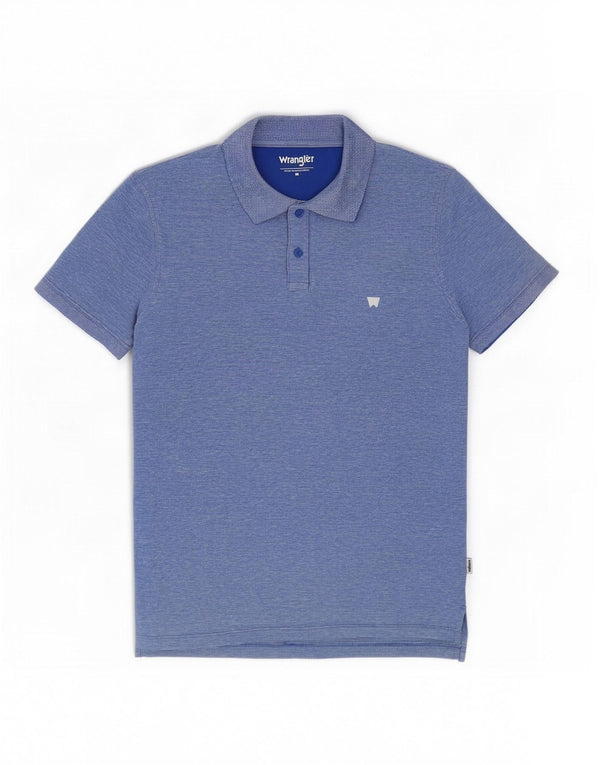 Camisa polo masculina Wrangler de algodão azul médio
