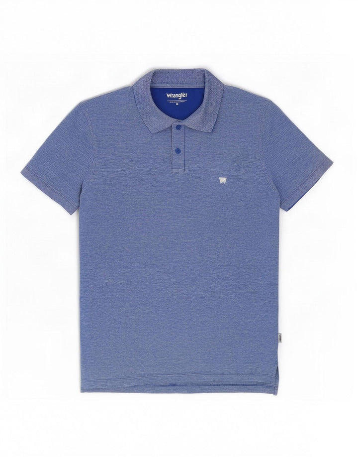 Camisa polo masculina Wrangler de algodão azul médio