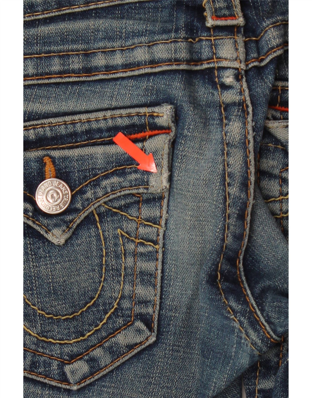 TRUE RELIGION Jeans retos femininos W24 L32 algodão azul marinho
