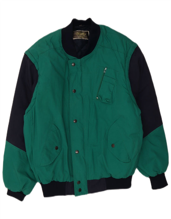 Os homens do vintage acolchoaram o grande poliéster verde de Colourblock do revestimento Reino Unido 40