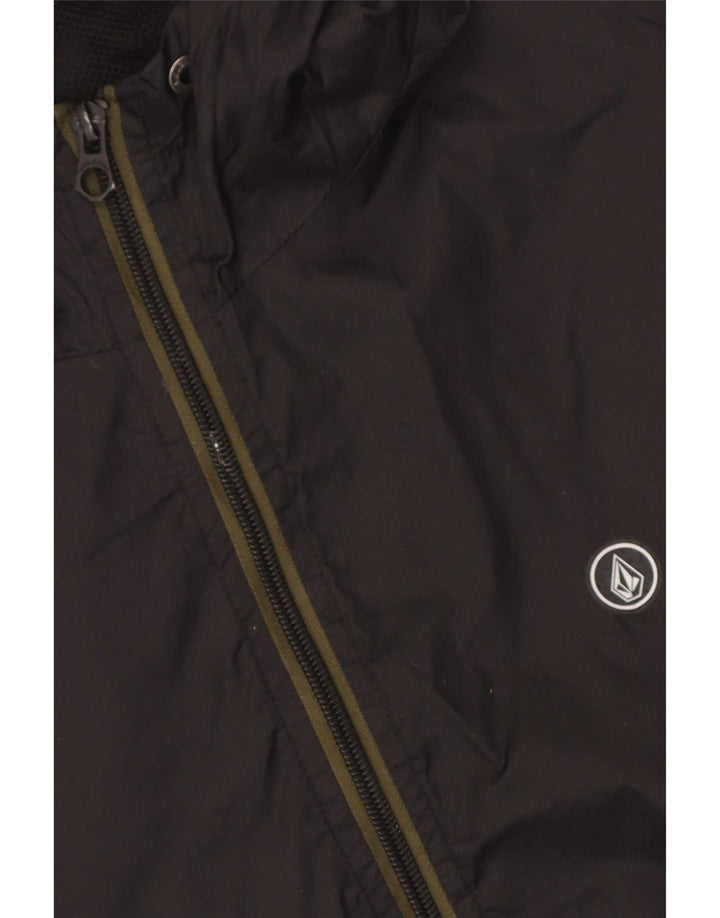 Jaqueta de chuva masculina com capuz Volcom UK 36 pequena camuflagem preta nylon