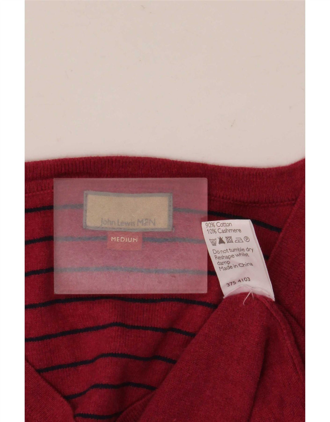 Suéter masculino John Lewis com decote em V, algodão vermelho médio