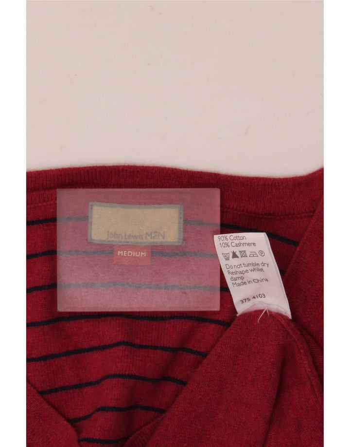 Suéter masculino John Lewis com decote em V, algodão vermelho médio