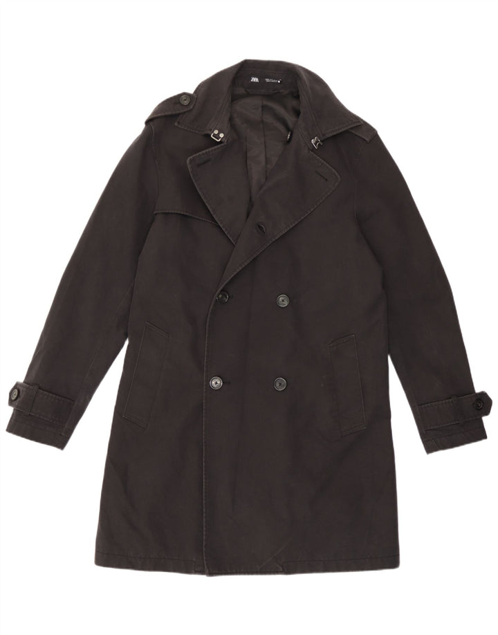 Zara Mens Trench Coat UK 36 Pequeno Preto