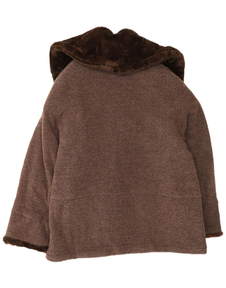 Sobretudo feminino vintage UK 14 lã marrom médio