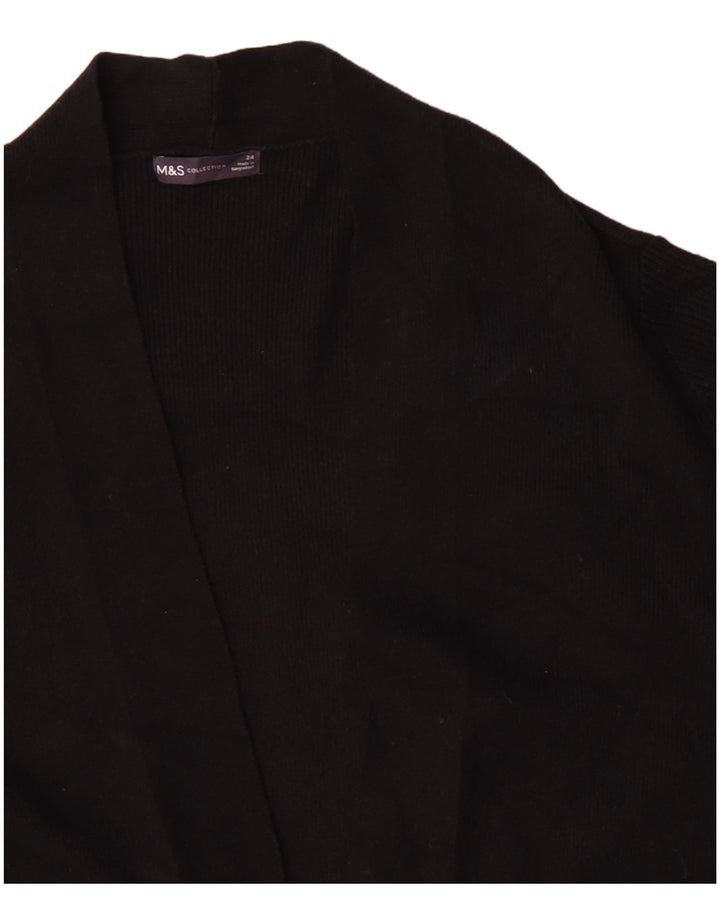 Suéter cardigã aberto com palangre feminino Marks & Spencer Reino Unido 24 4XL preto