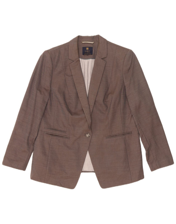Jaqueta blazer feminina Marks & Spencer com 1 botão Reino Unido 18 XL cinza viscose