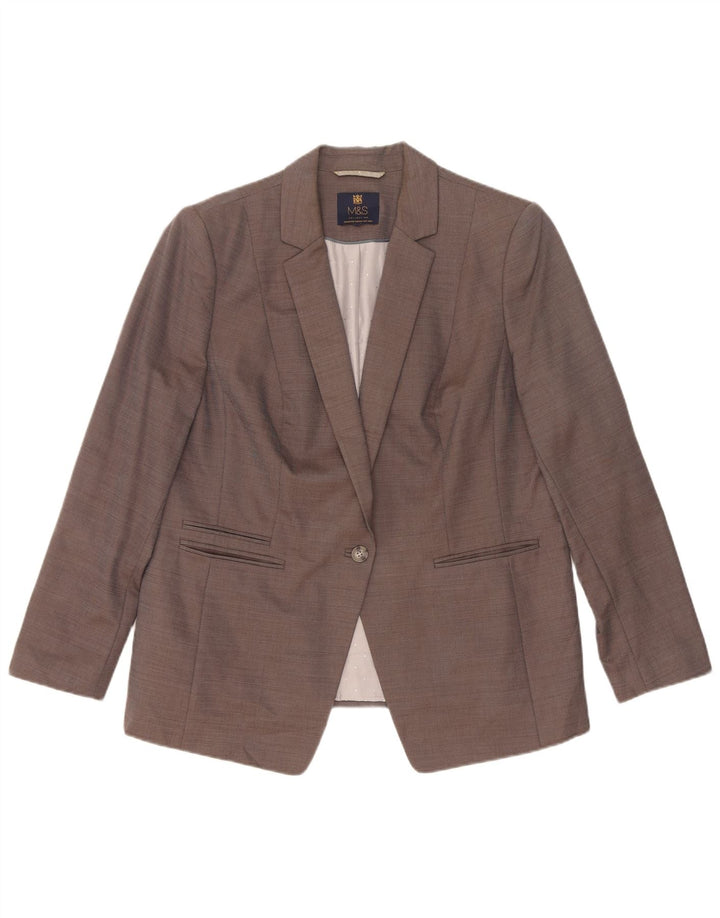 Jaqueta blazer feminina Marks & Spencer com 1 botão Reino Unido 18 XL cinza viscose