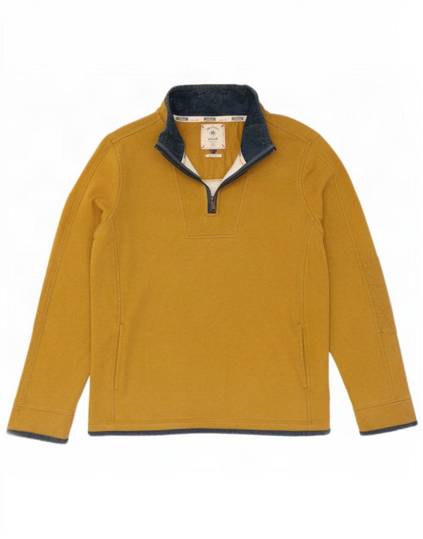 Fat Face Masculino The Airlie Zip Neck Moletom Jumper 2XL Algodão Amarelo
