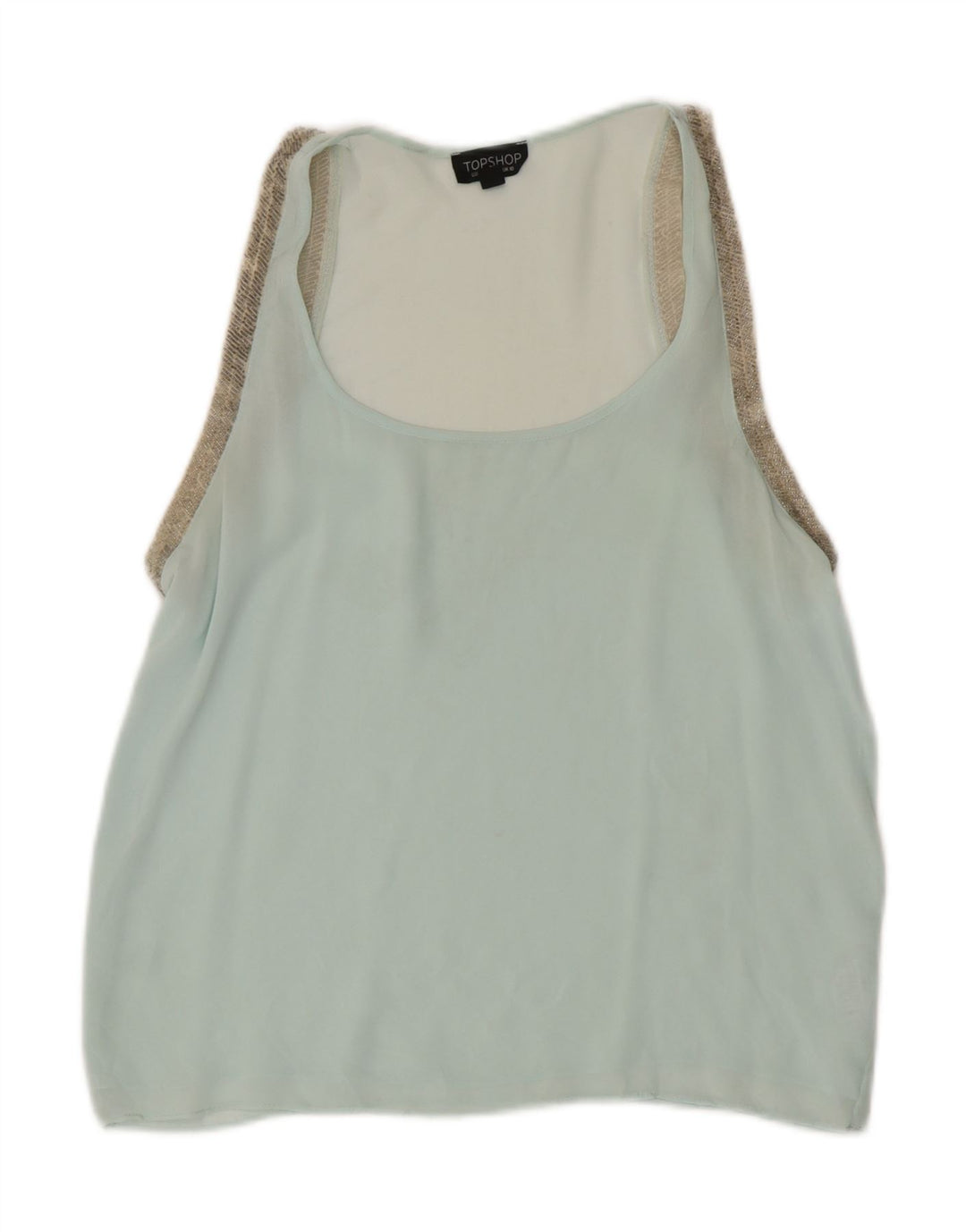 Blusa feminina sem mangas Topshop UK 10 poliéster azul pequeno