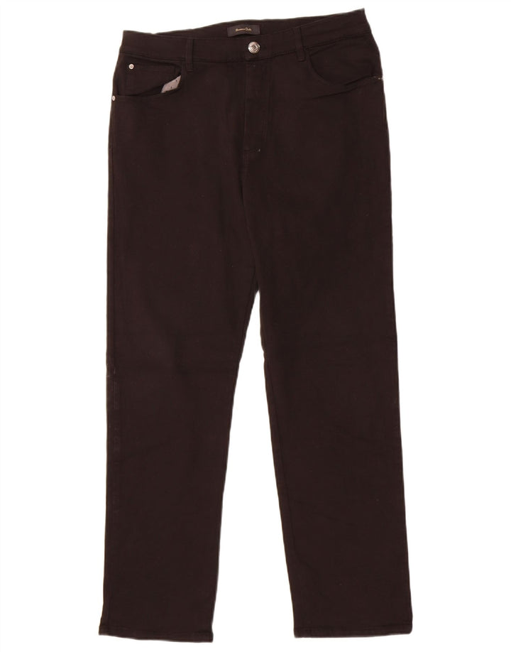 Jeans reto feminino Massimo Dutti EU 42 grande W32 L27 algodão preto