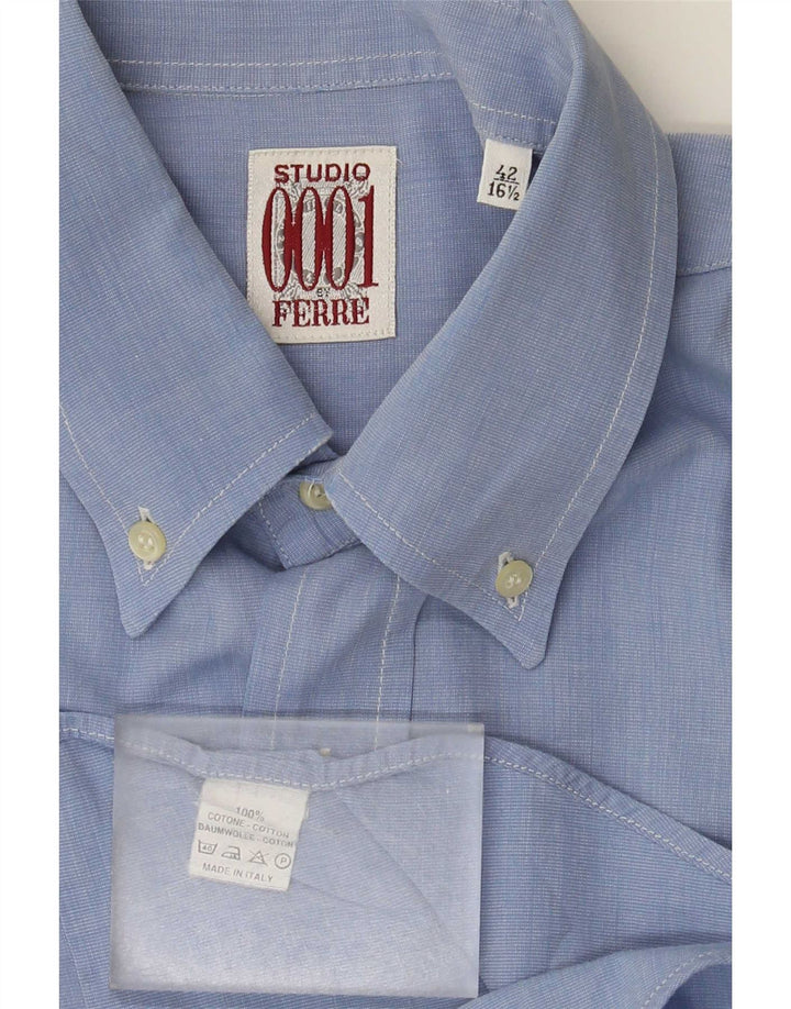 Camisa masculina Ferre tamanho 42 16 1/2 grande algodão azul