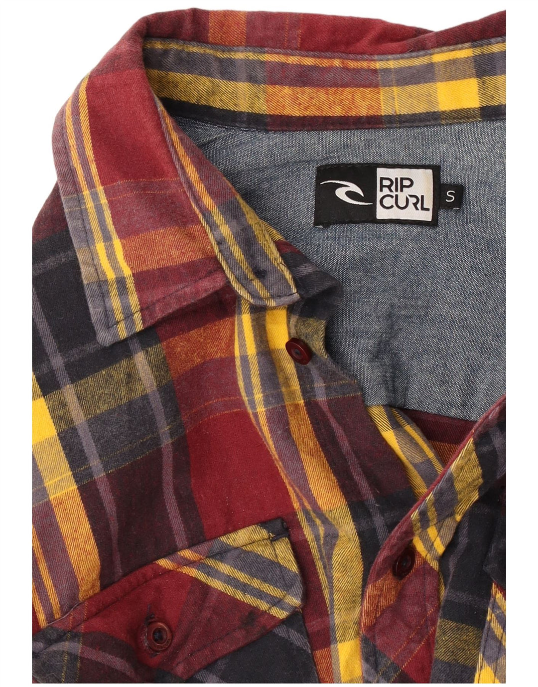 Camisa masculina de flanela Rip Curl pequena xadrez vermelha