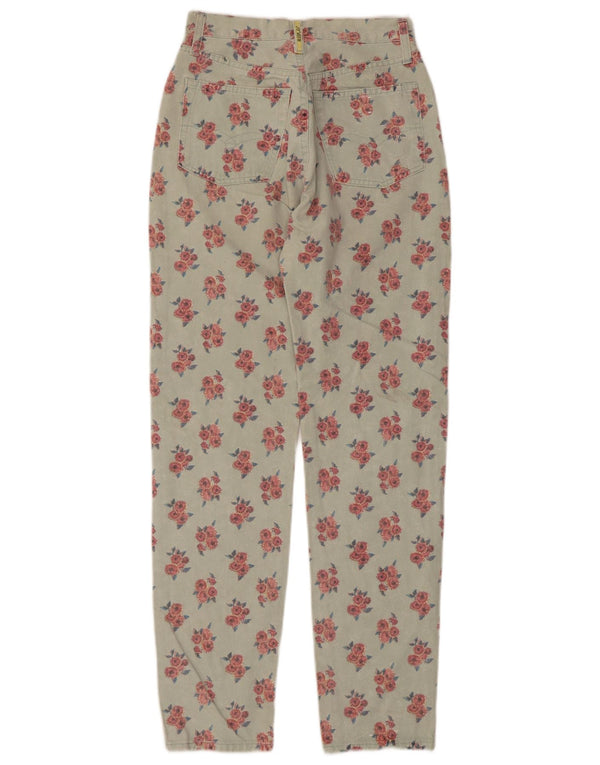 Calça casual feminina Replay 401 cintura alta cônica W28 L29 cáqui floral