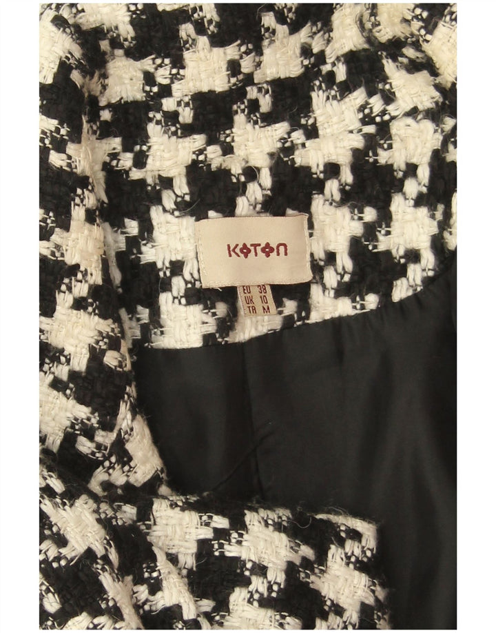 Sobretudo feminino grande Koton UK 10 pequeno preto houndstooth lã