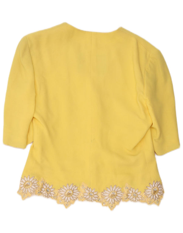 Cardigã feminino Gai Mattiolo manga 1/2 IT 46 grande amarelo designer