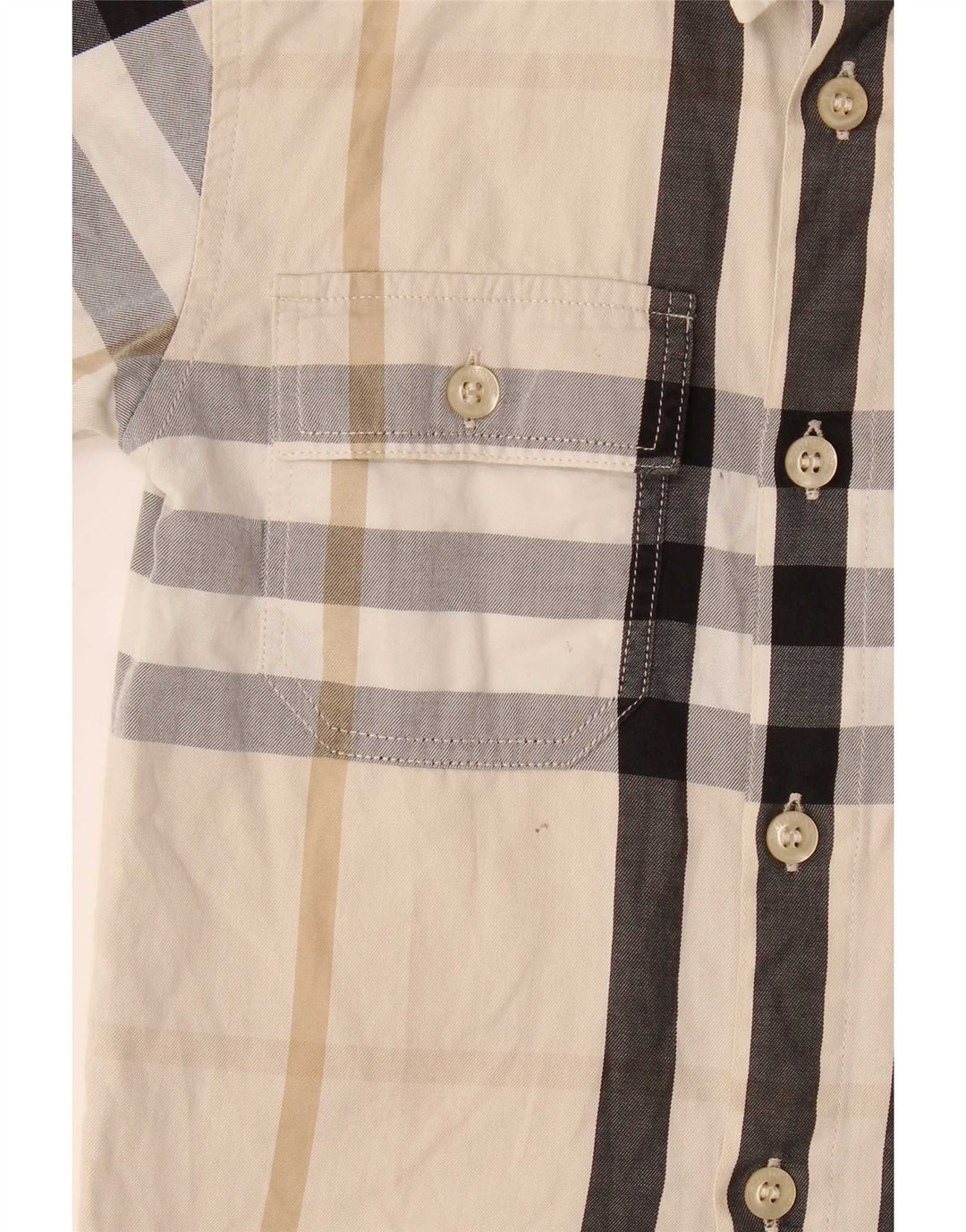 Camisa de manga curta masculina Burberry 3-4 anos xadrez bege