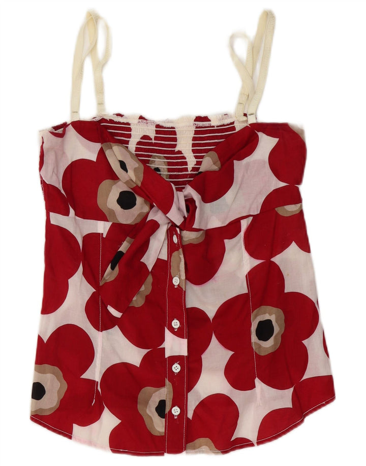 Dolce & Gabbana Crop Cami Top feminino IT 44 algodão floral vermelho médio