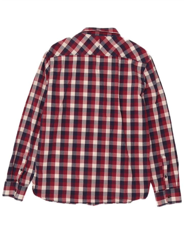 Camisa masculina de ajuste regular French Connection grande algodão xadrez vermelho