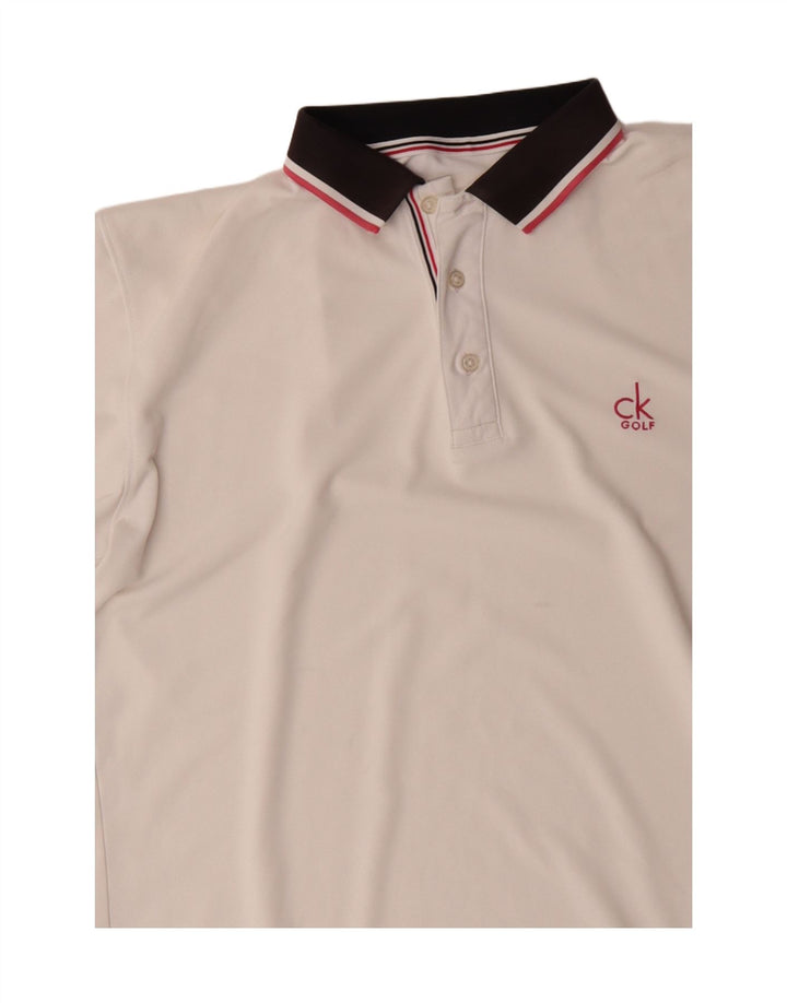Camisa polo masculina de golfe CALVIN KLEIN grande poliéster colorido branco