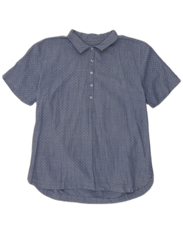 Pulôver feminino de manga curta Dack's Reino Unido 18 XL algodão manchado azul
