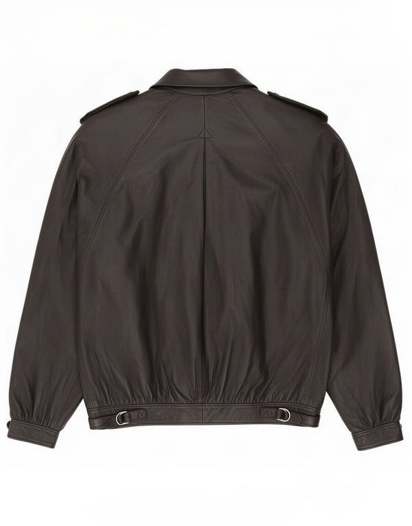 Jaqueta de couro militar masculina Miguel Cruz UK 38 azul marinho médio
