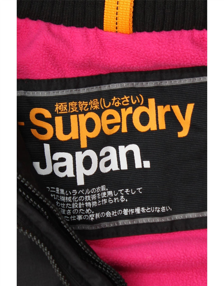 Jaqueta corta-vento feminina Superdry com capuz UK 14 grande nylon preto