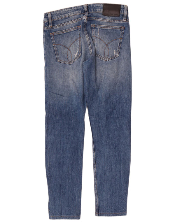 Calvin Klein Jeans skinny feminino desgastado W30 L28 algodão azul