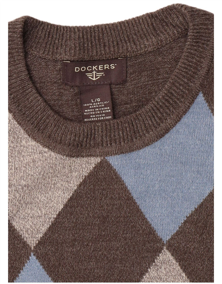 Suéter masculino Dockers com gola redonda, grande cinza argyle/acrílico diamante