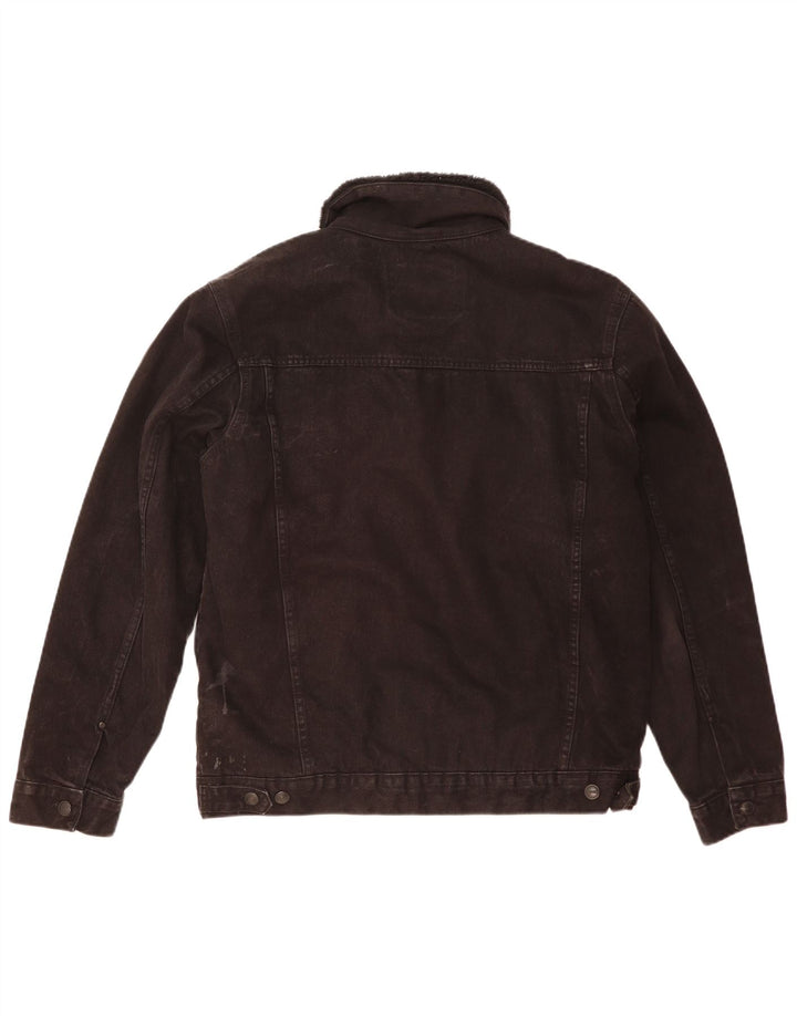 Jaqueta jeans masculina Zara Sherpa UK 42 XL poliéster preto