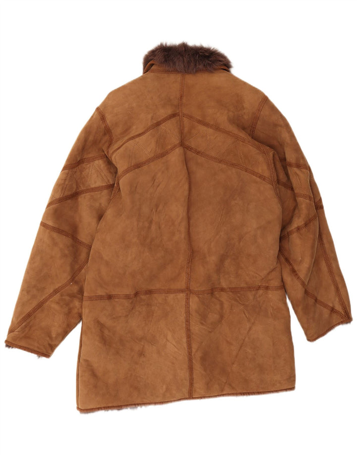 Casaco feminino vintage oversized shearling IT 44 médio bege