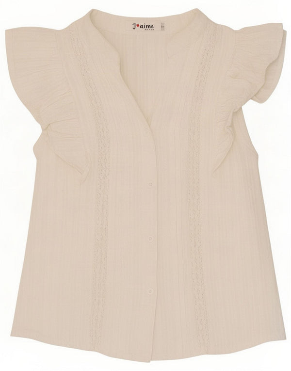 Blusa feminina vintage de manga curta UK 10 pequena branca
