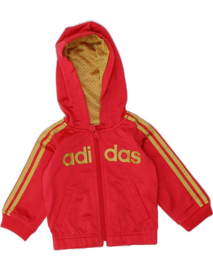 ADIDAS Baby Girls Graphic Zip Hoodie Sweater 3-6 Months Pink Vintage Adidas and Second-Hand Adidas from Messina Hembry 