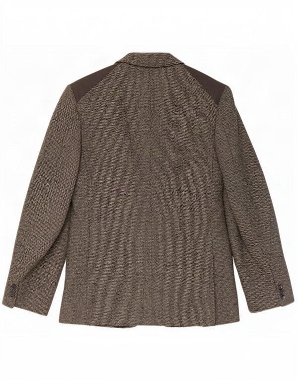 Jaqueta blazer masculina vintage com 1 botão Reino Unido 38 lã manchada cinza médio