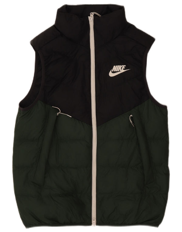 Colete acolchoado masculino Nike UK 38 poliéster colorblock verde médio